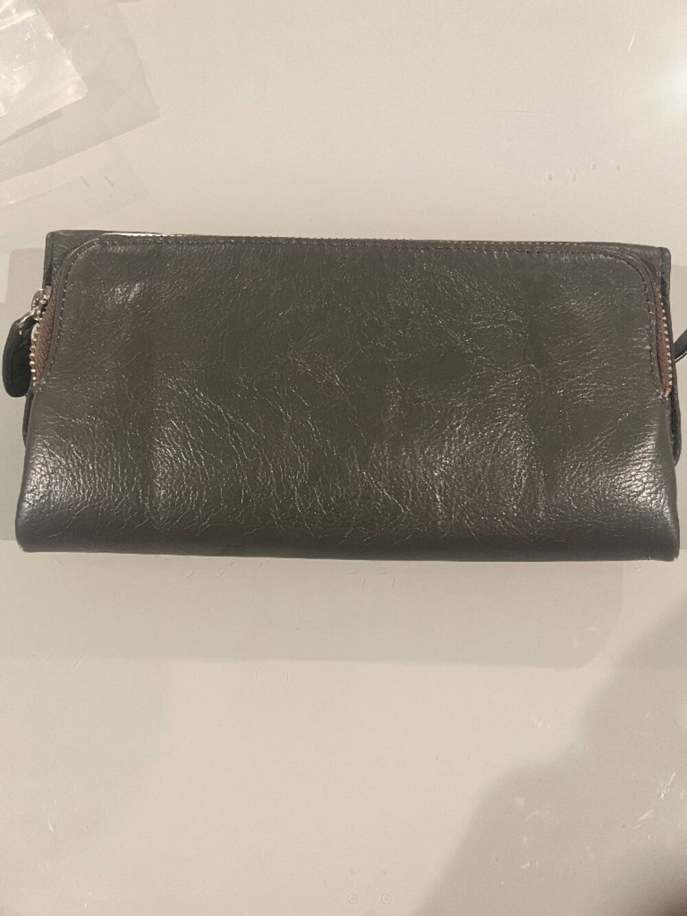 NWT Latico Leathers 4630 Double Zip Wallet Clay Gray Floral Lining